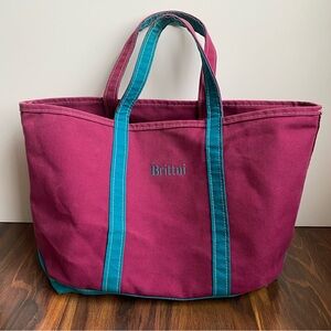 90s LL Bean Boat and Tote “Brittni” Embroidered Magenta and Teal Large